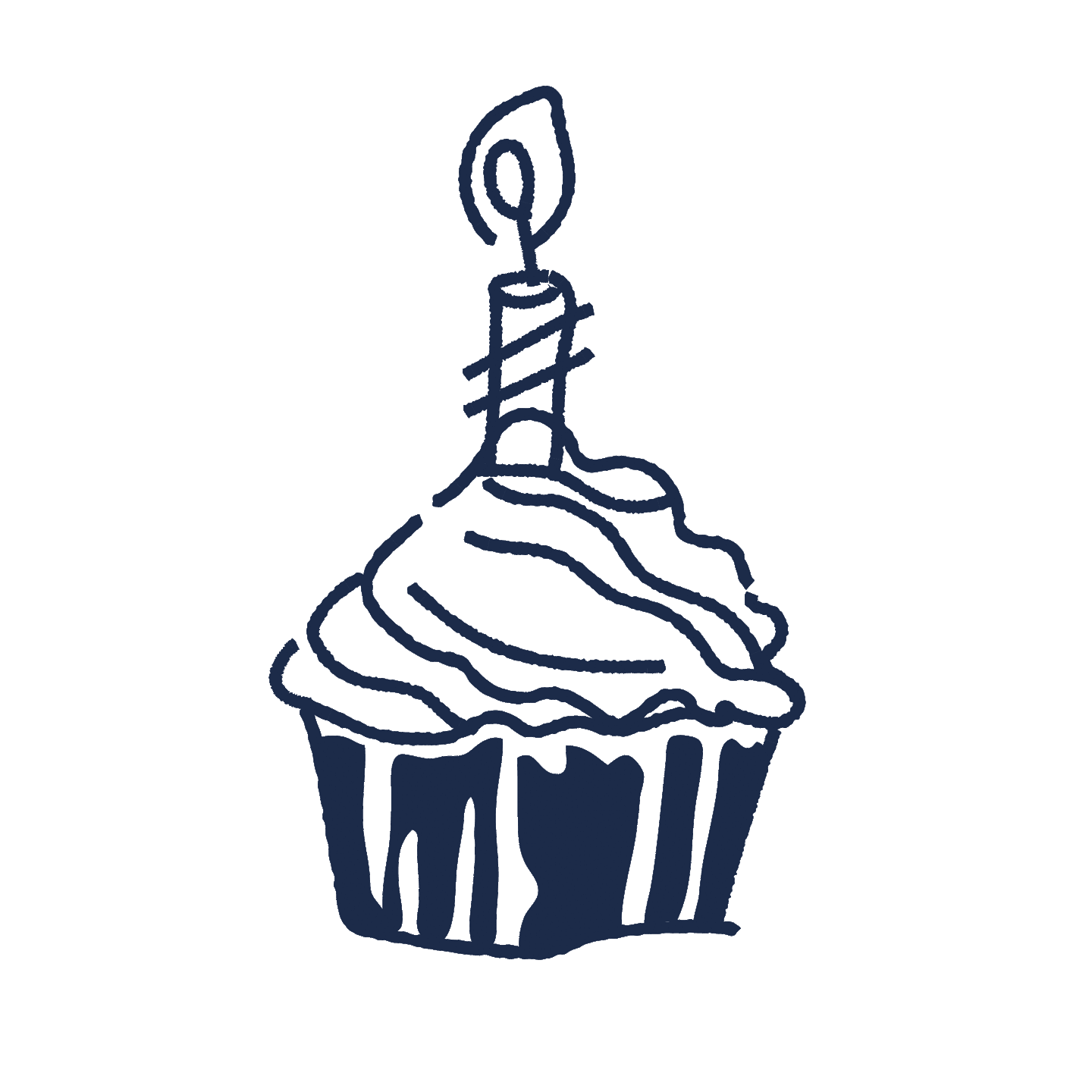 Animation of a cupcake with a birthday candle in it