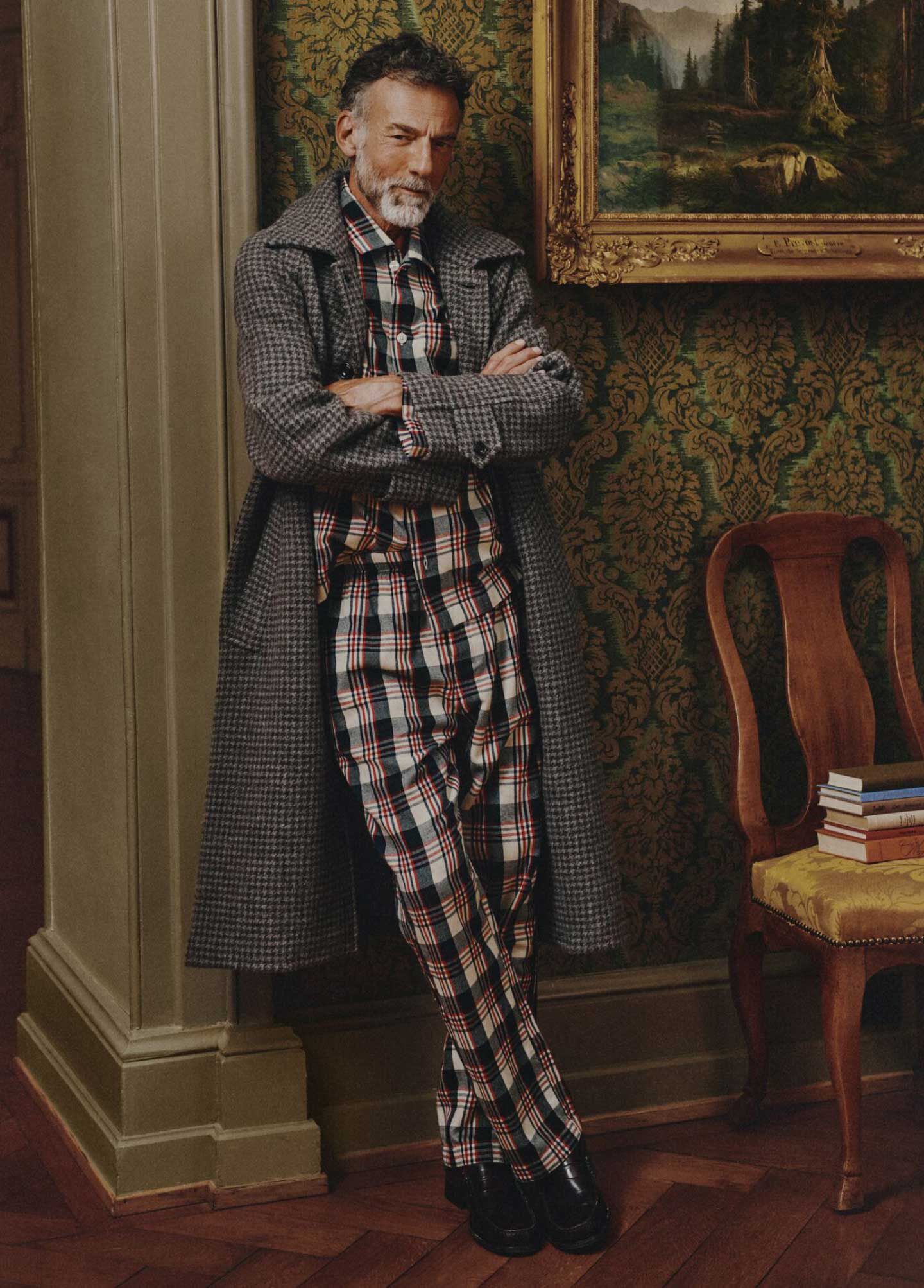 Caixa de presente com pijama em flanela com padrão de xadrez