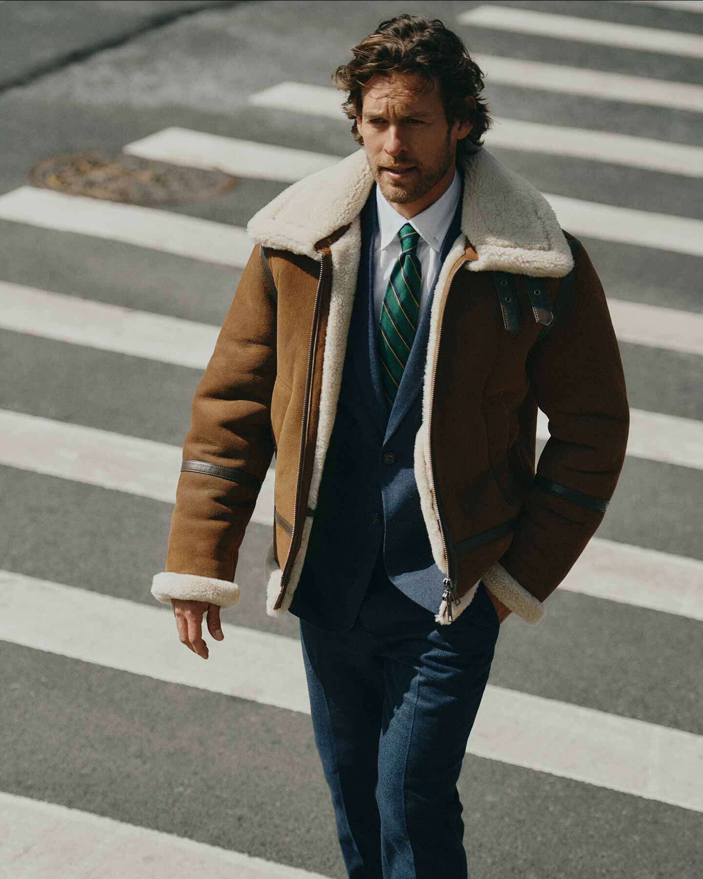 Man wearing GANT shearling jacket