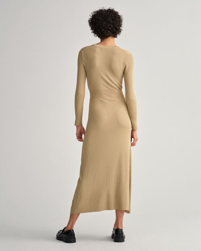 Vestido estilo casaco de malha canelada