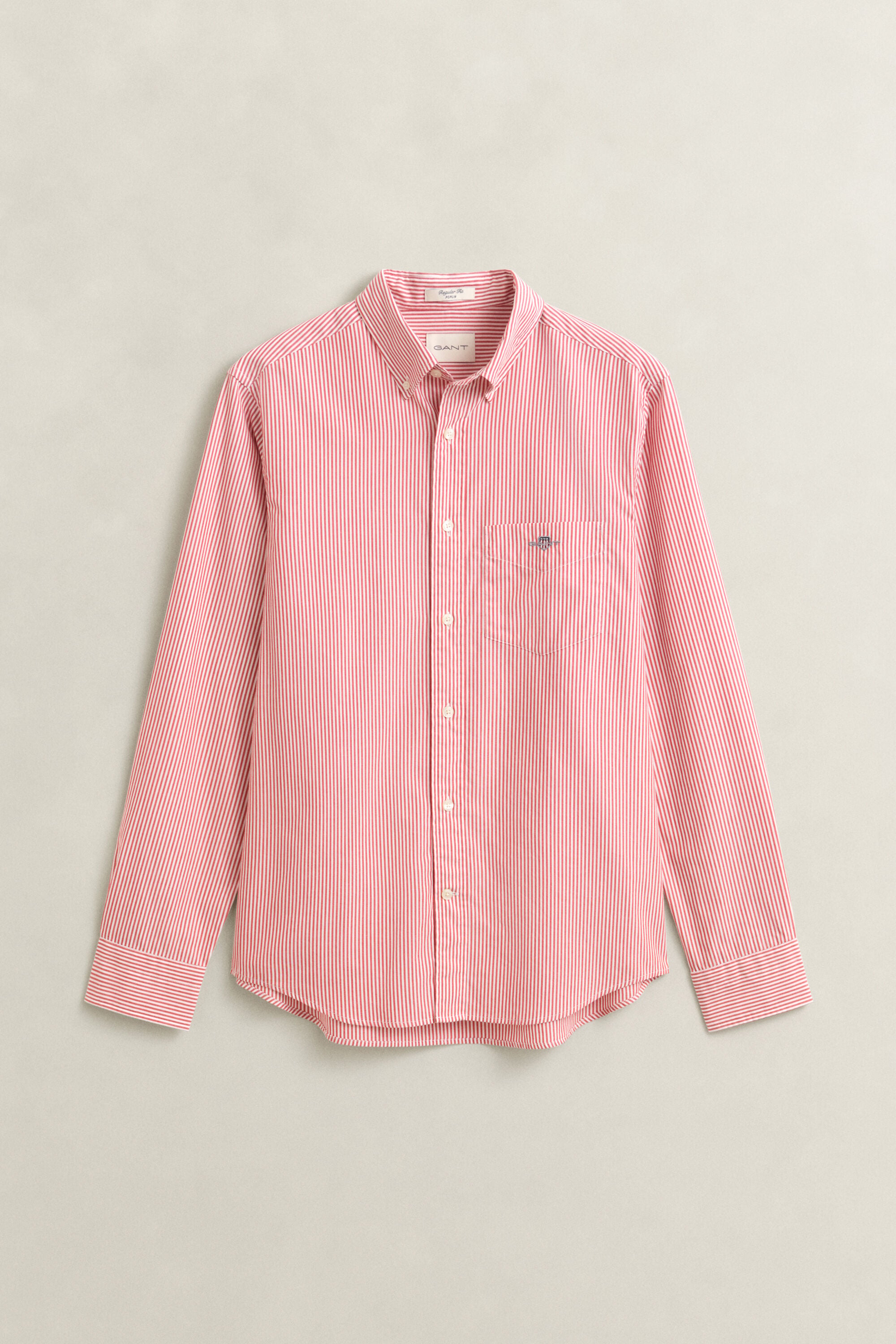 Camisa em popelina às riscas finas Classic