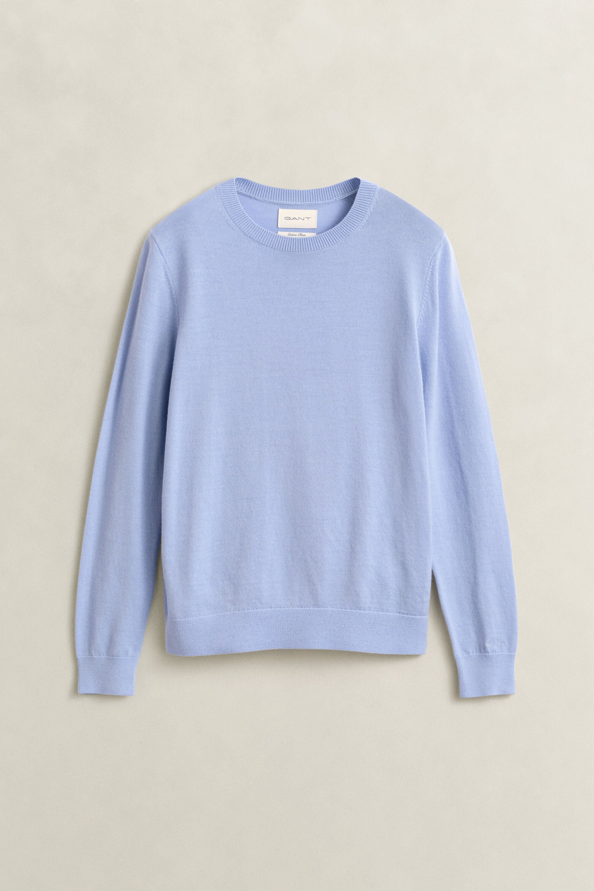 Camisola de malha com decote redondo em lã de merino extrafina
