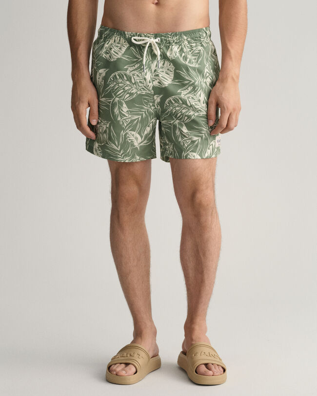 Cal&ccedil;&otilde;es de banho com estampado Tropical Leaves classic fit