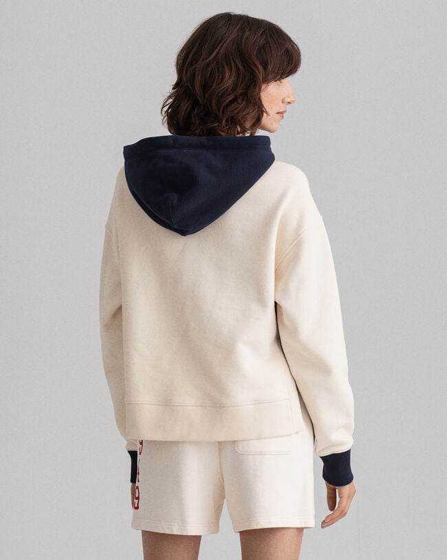 Sweatshirt com capuz e bloco de cor