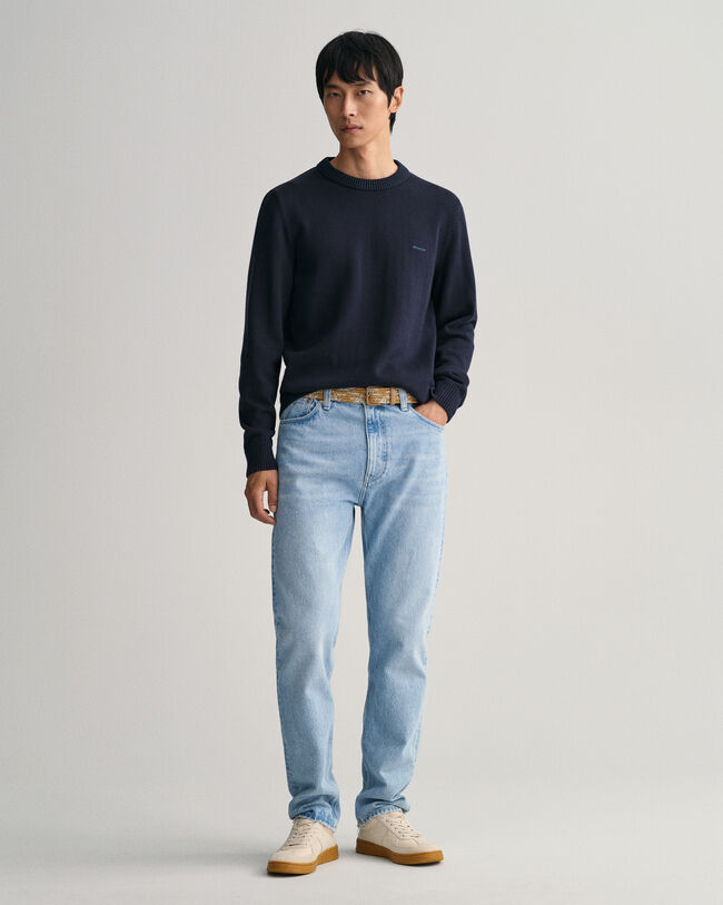 Pulover com decote redondo em algod&atilde;o supima