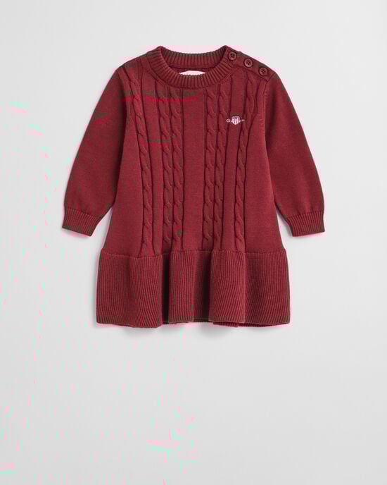 Vestido em malha entrançada de algodão Baby Girls