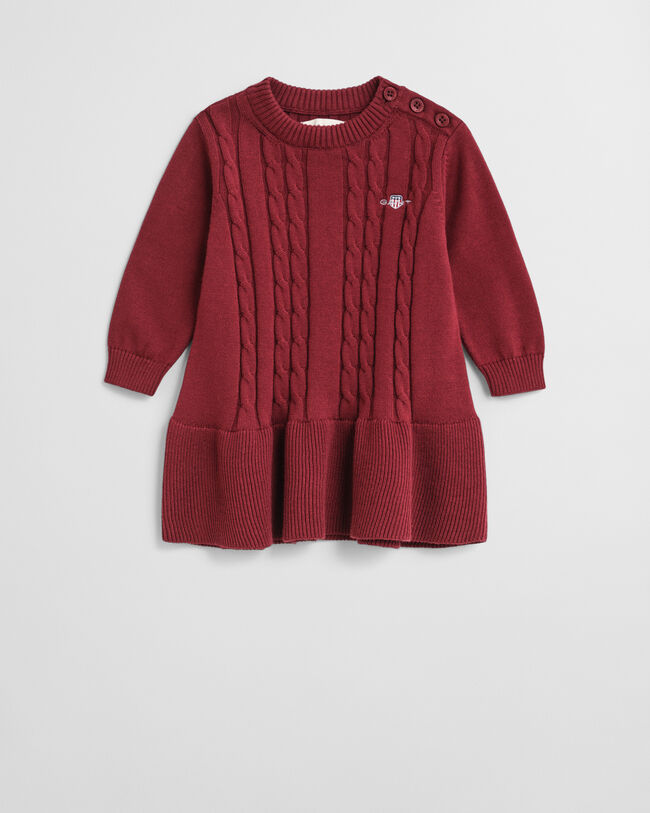 Vestido em malha entrançada de algodão Baby Girls