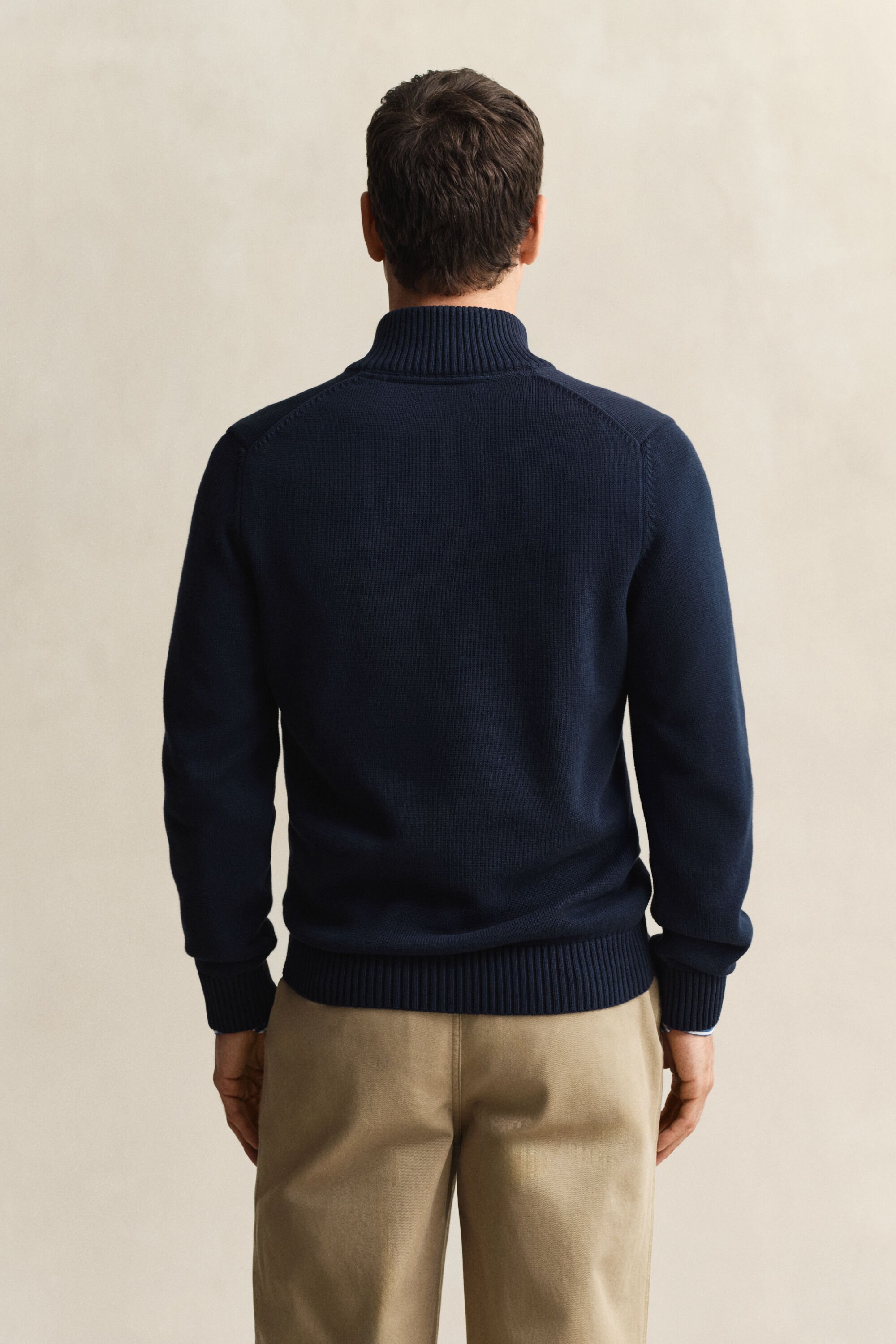 Camisola de malha em algodão com meio fecho Casual