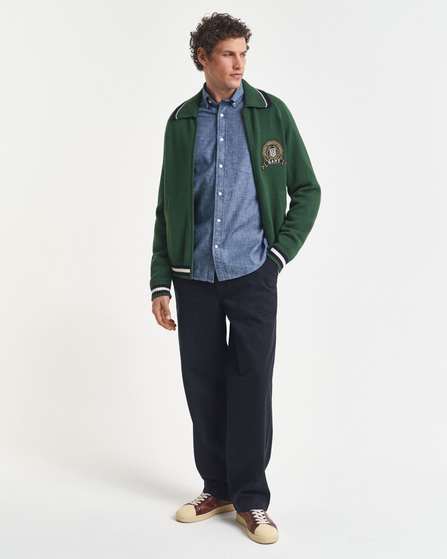 Camisa em chambray índigo regular fit