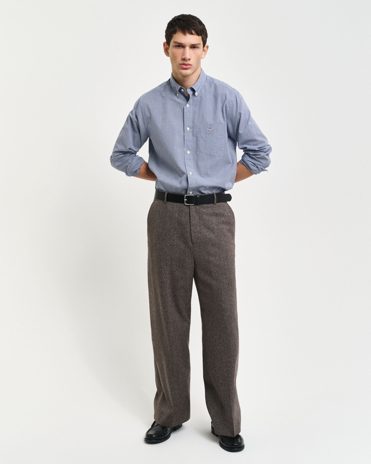 Camisa em popelina micro Gingham regular fit