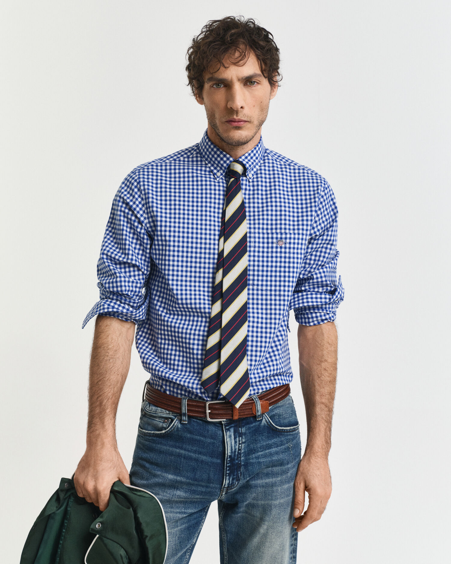 Camisa em popelina gingham Classic regular fit