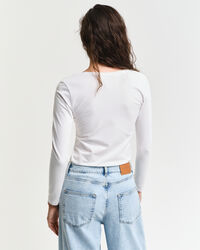 Camisola de manga comprida com decote redondo profundo