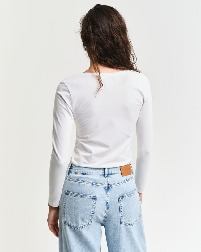 Camisola de manga comprida com decote redondo profundo