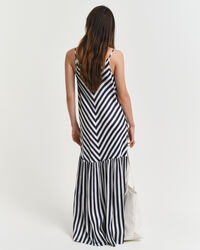Vestido maxi às riscas Chevron