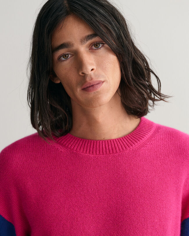 Pulover com decote redondo às riscas Degrade