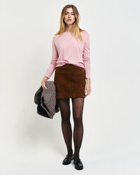 Pulover em malha fina com decote redondo