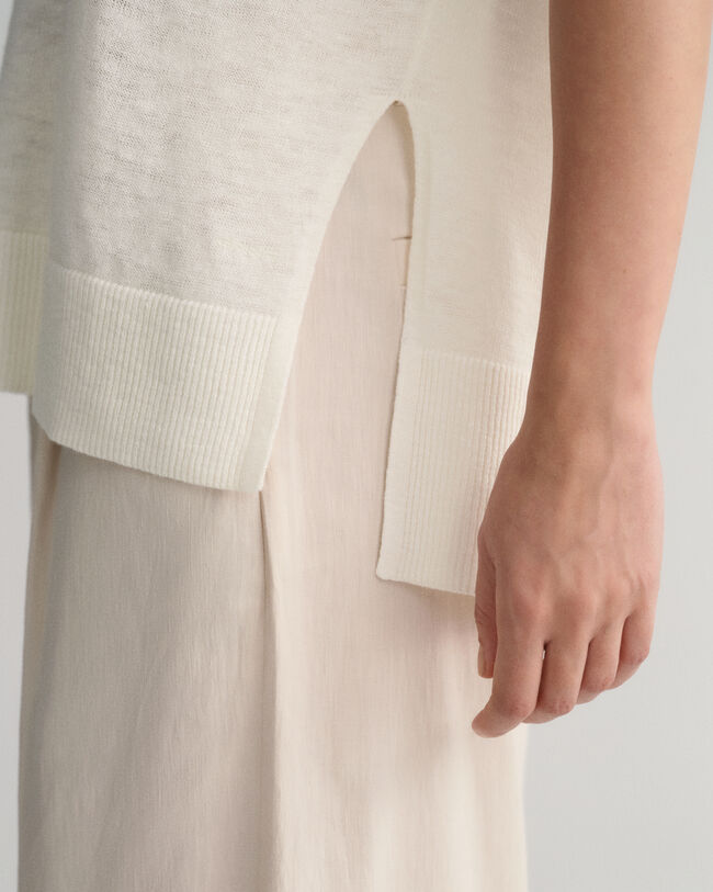 Colete com decote em V em mistura de linho