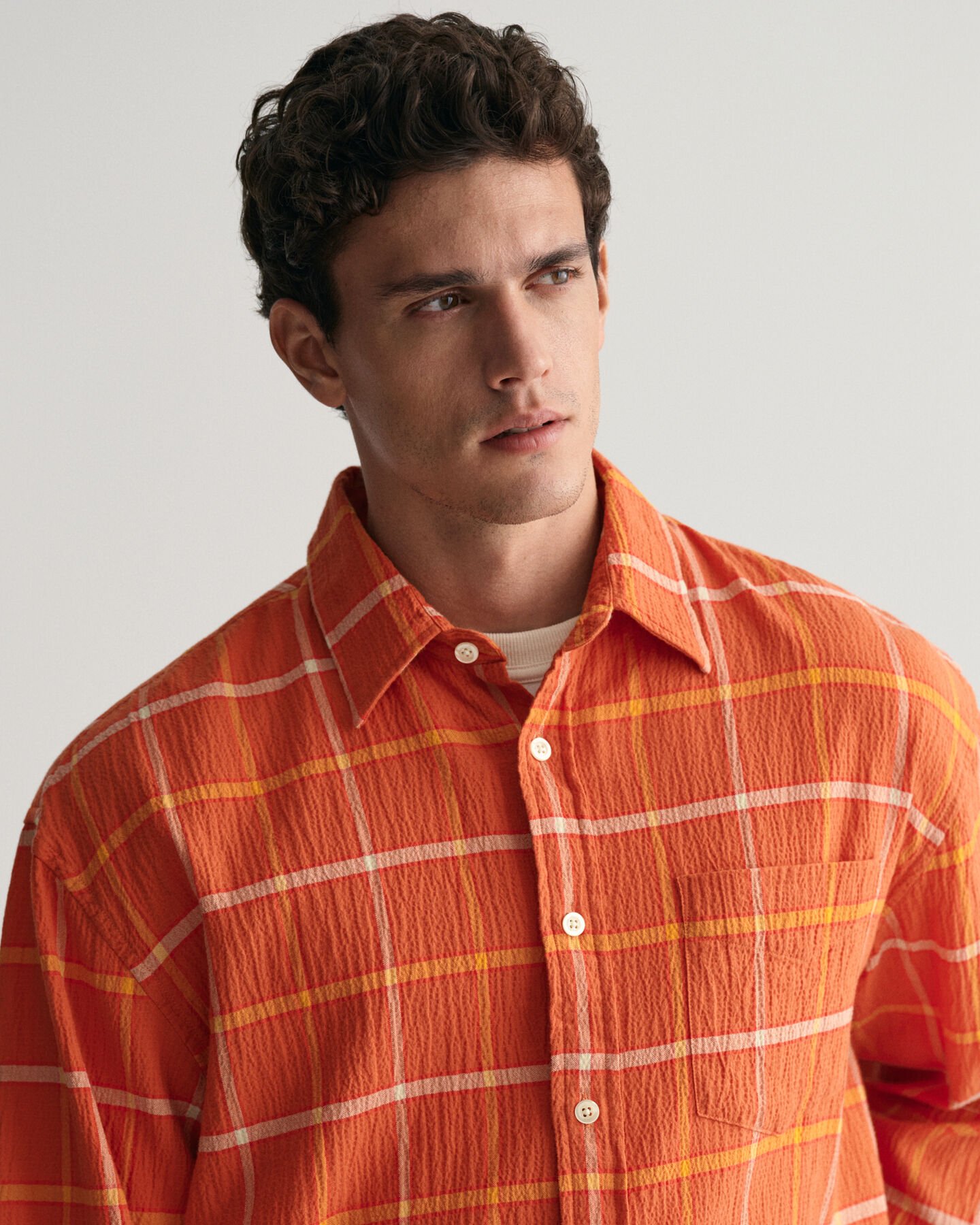 Camisa em padrão de xadrez texturizado oversized