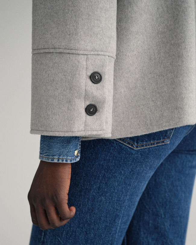 Casaco curto em mistura de lã