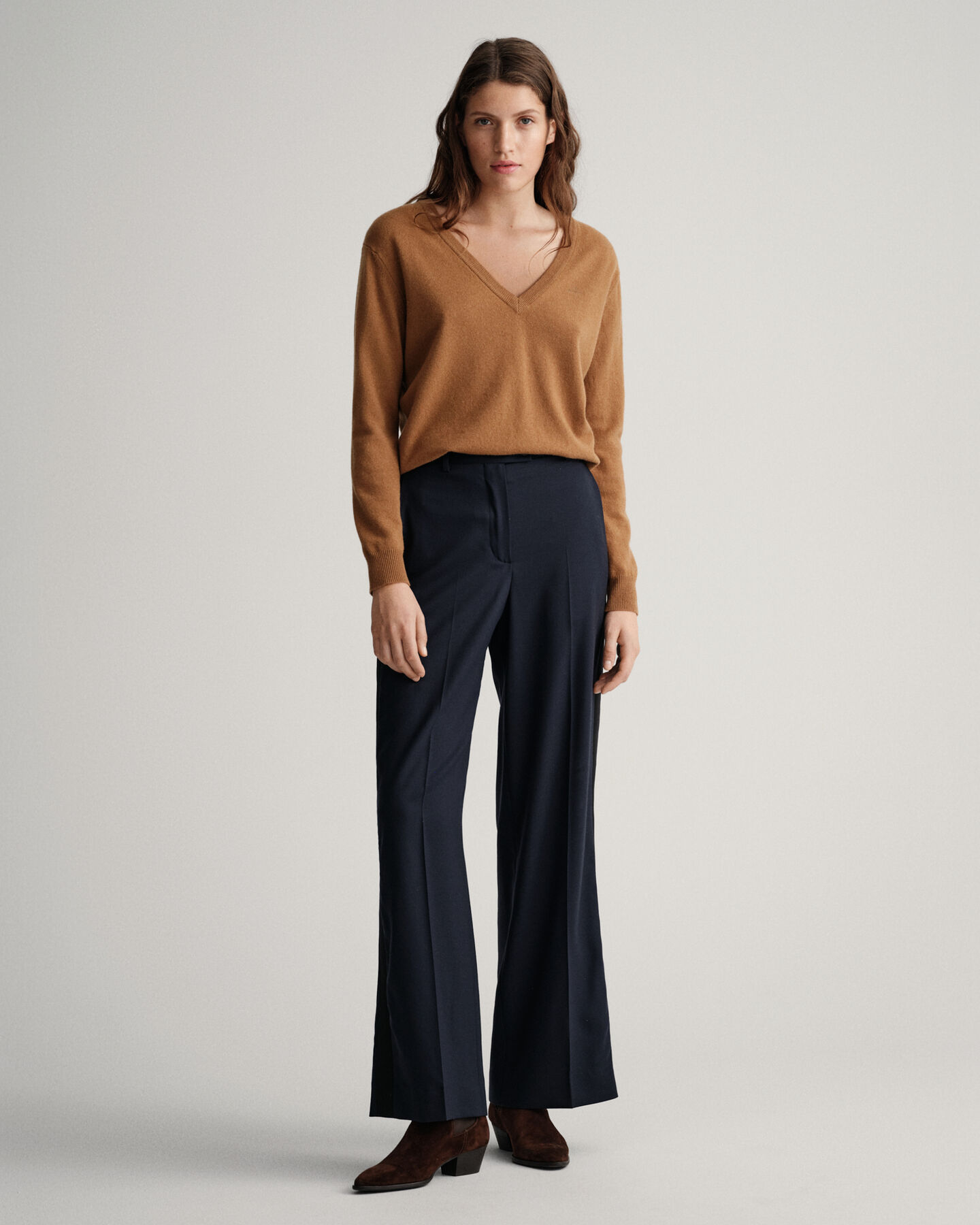 Calças Tuxedo com cintura subida