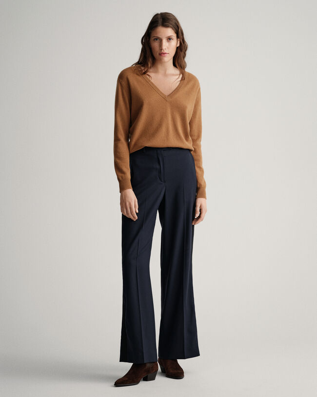 Calças Tuxedo com cintura subida