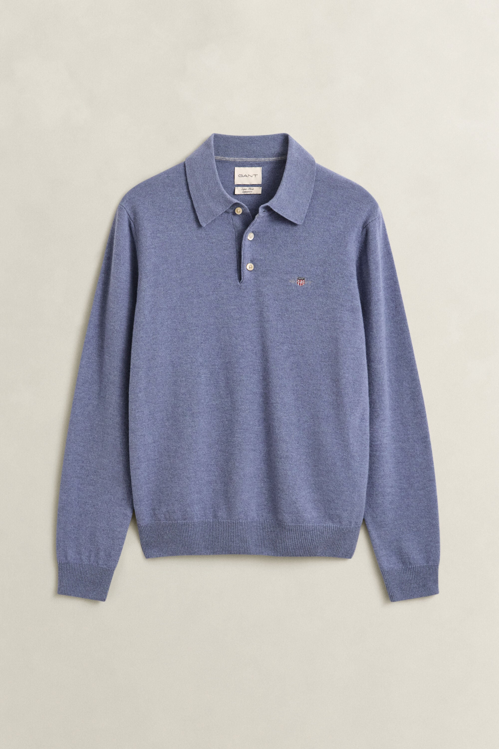 Camisola de malha tipo polo em lã extrafina