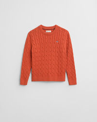 Camisola com decote redondo em malha entrançada de algodão Shield Kids