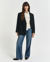 Camisola de malha com decote redondo e bloco de cor