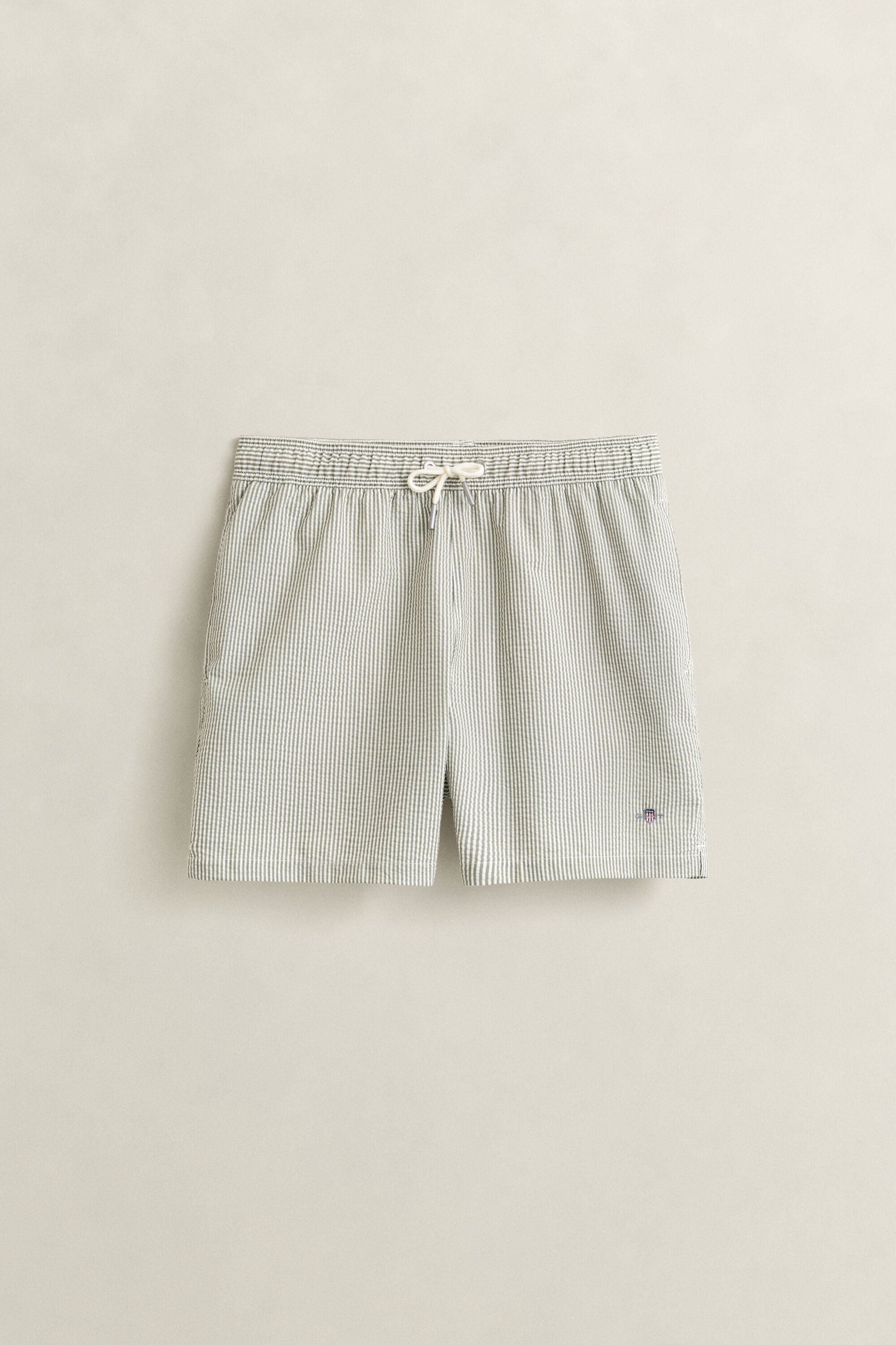 Calções de banho Seersucker às riscas