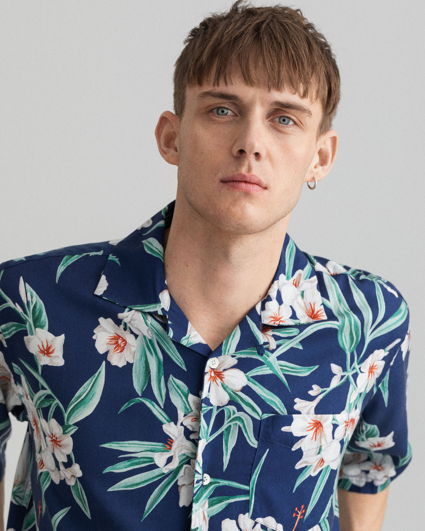 Camisa de manga curta em liocel Pure Prep Floral relaxed fit