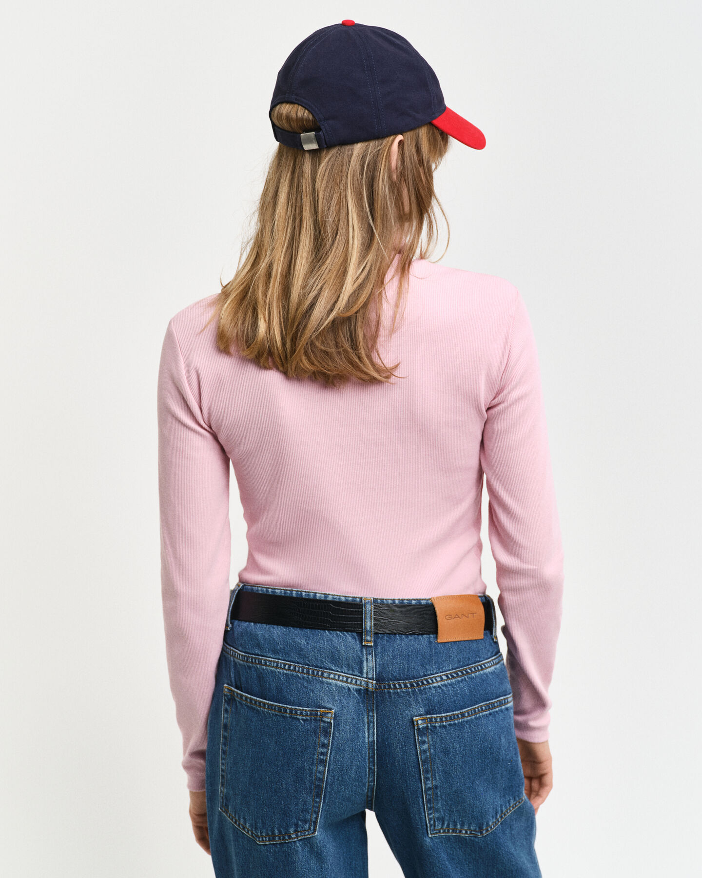 Camisola de manga comprida canelada com gola alta