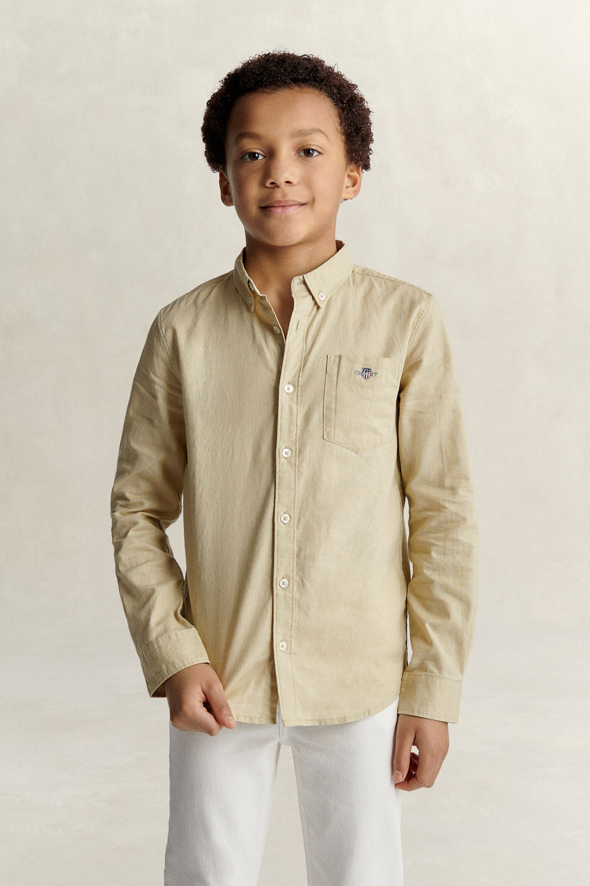 Camisa em mistura de linho Teen Boys