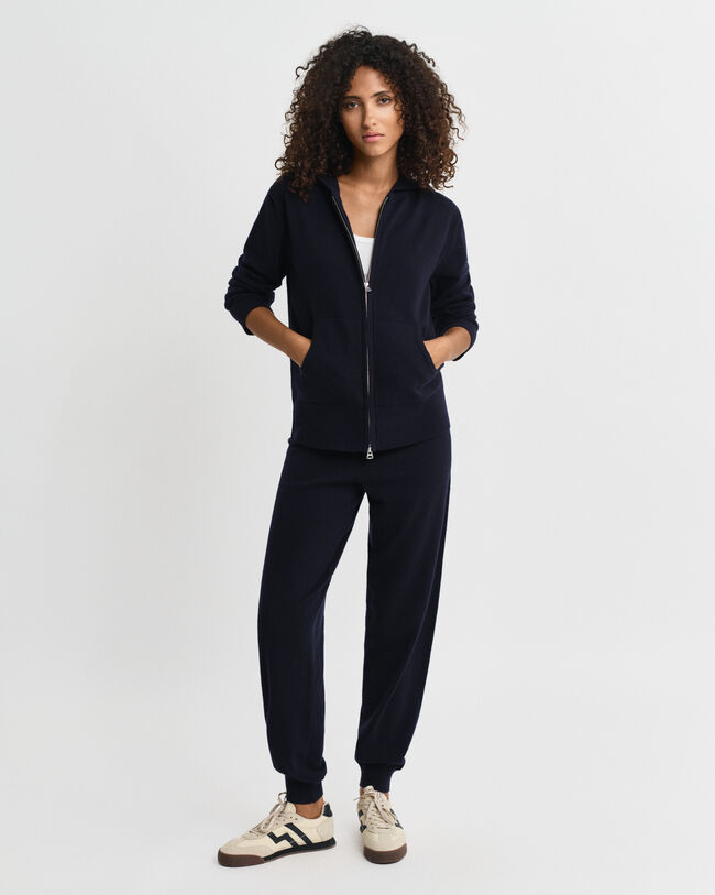 Calças em malha de lã extrafina