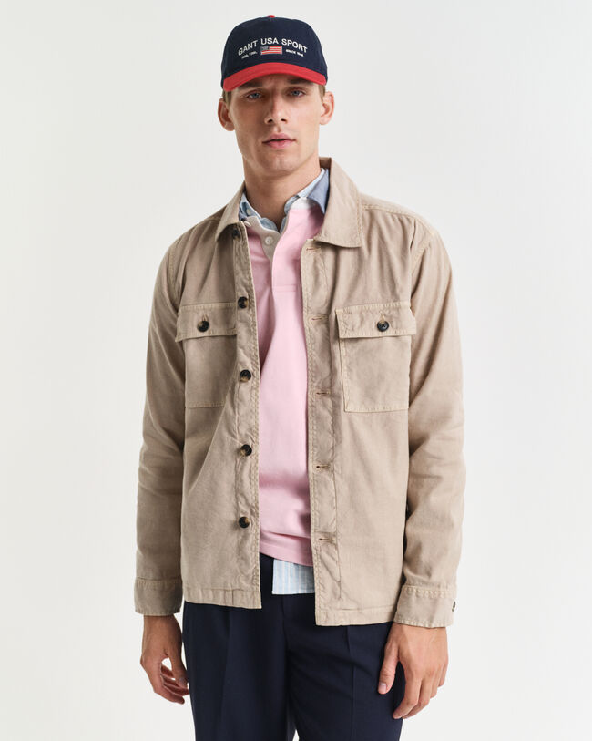 Sobrecamisa em linho e algodão regular fit