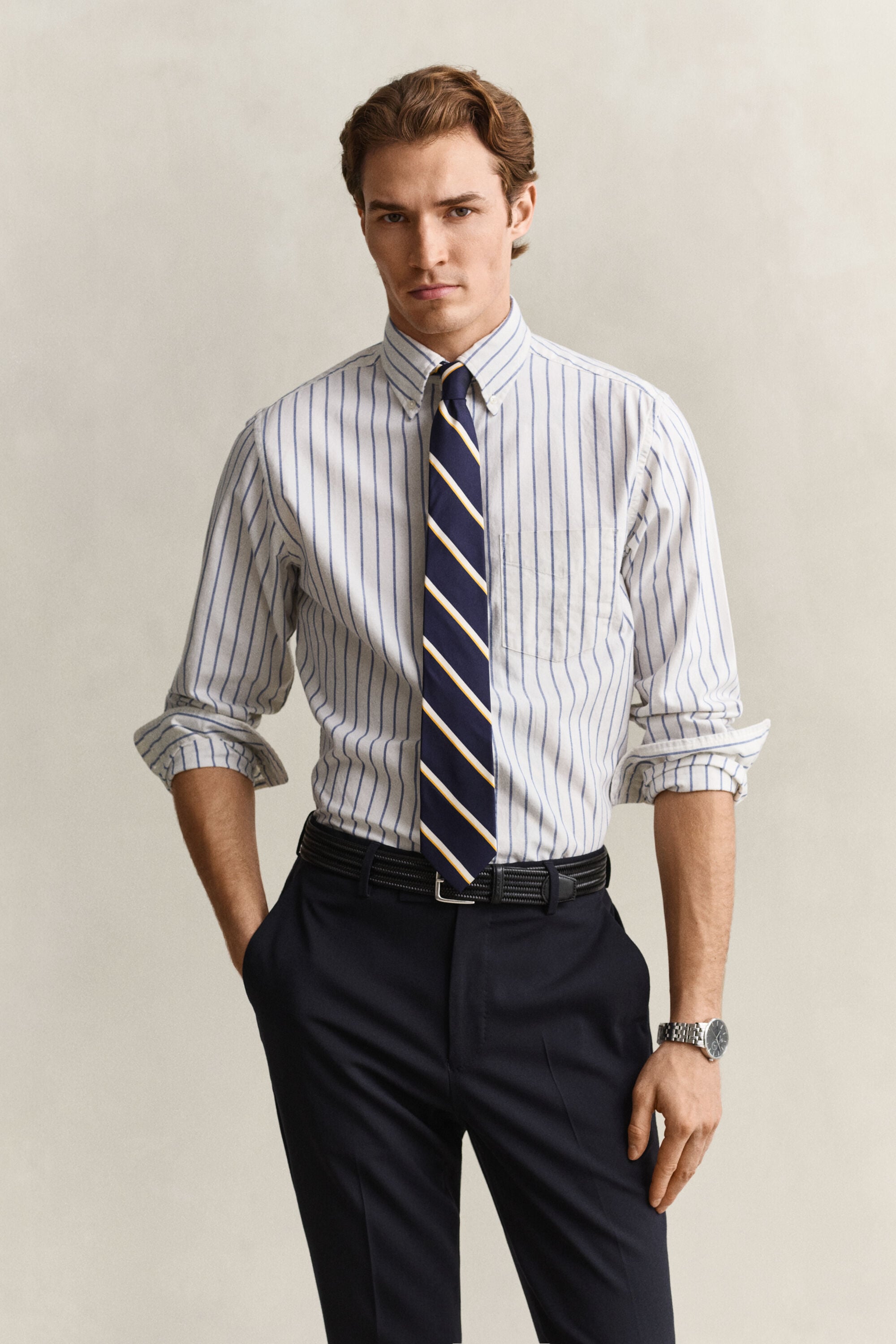 Camisa Oxford às riscas Classic