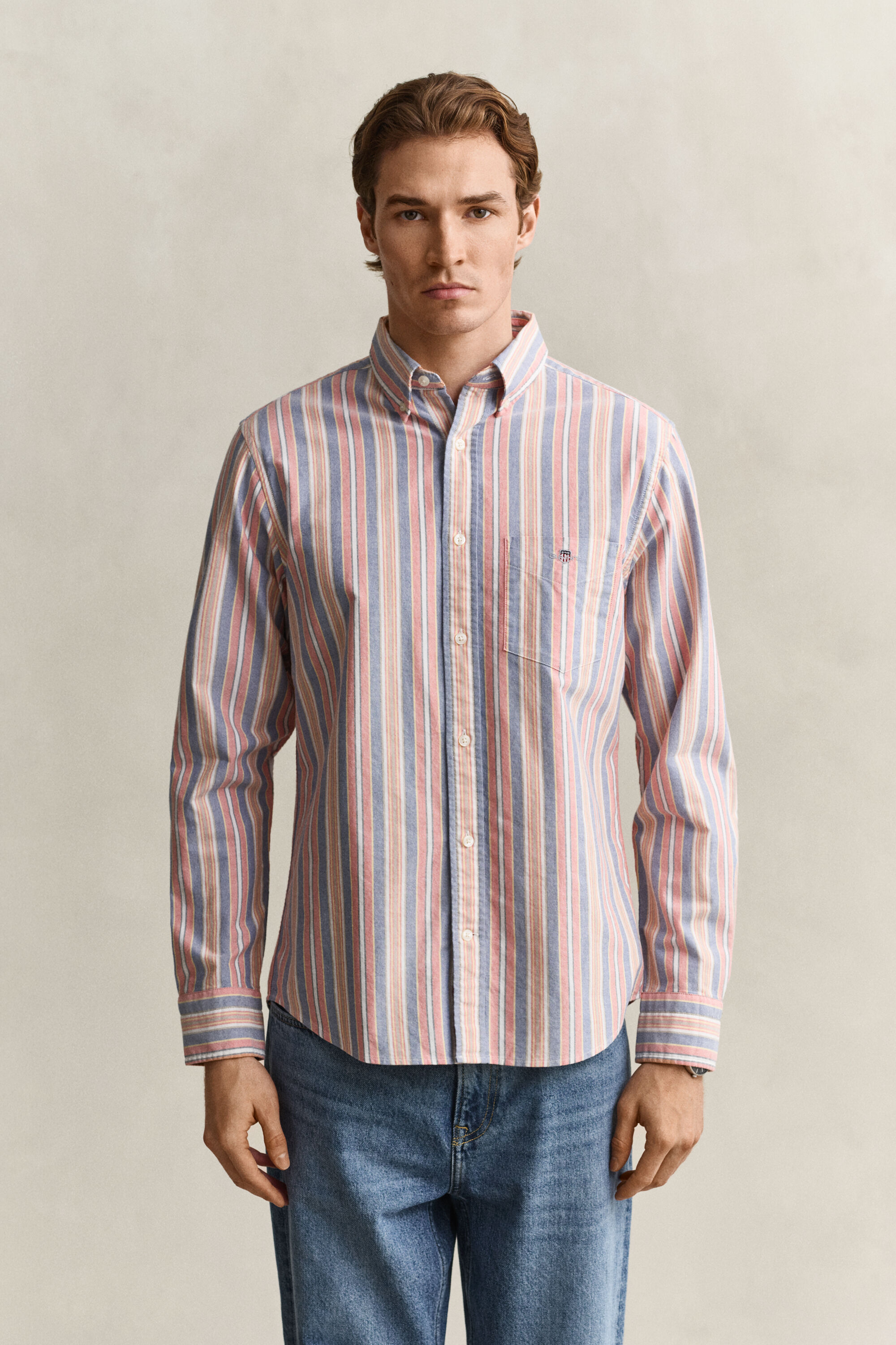 Camisa Oxford às riscas Classic