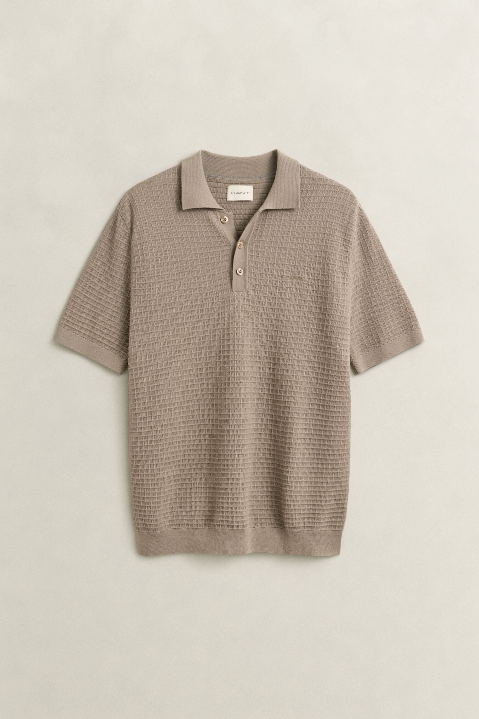 Camisola de malha texturizada tipo polo