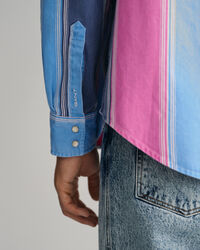 Camisa em sarja Heavy &agrave;s riscas relaxed fit