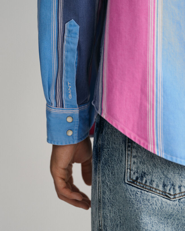 Camisa em sarja Heavy &agrave;s riscas relaxed fit