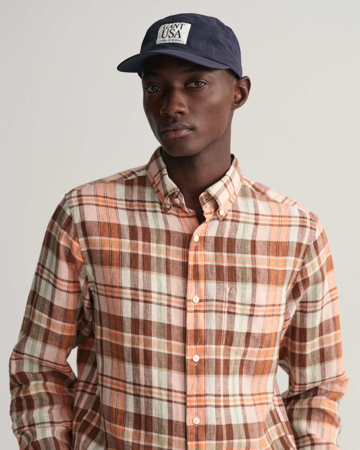 Camisa madras de linho regular fit
