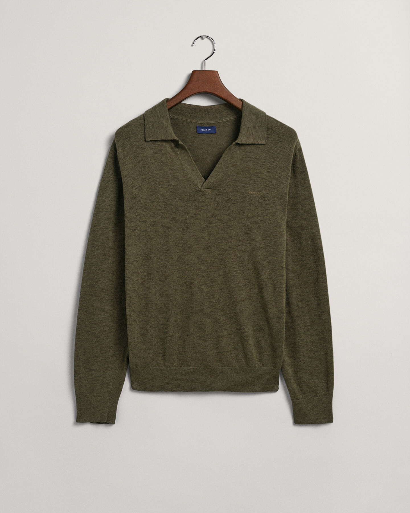 Pulover estilo polo em linho e algodão