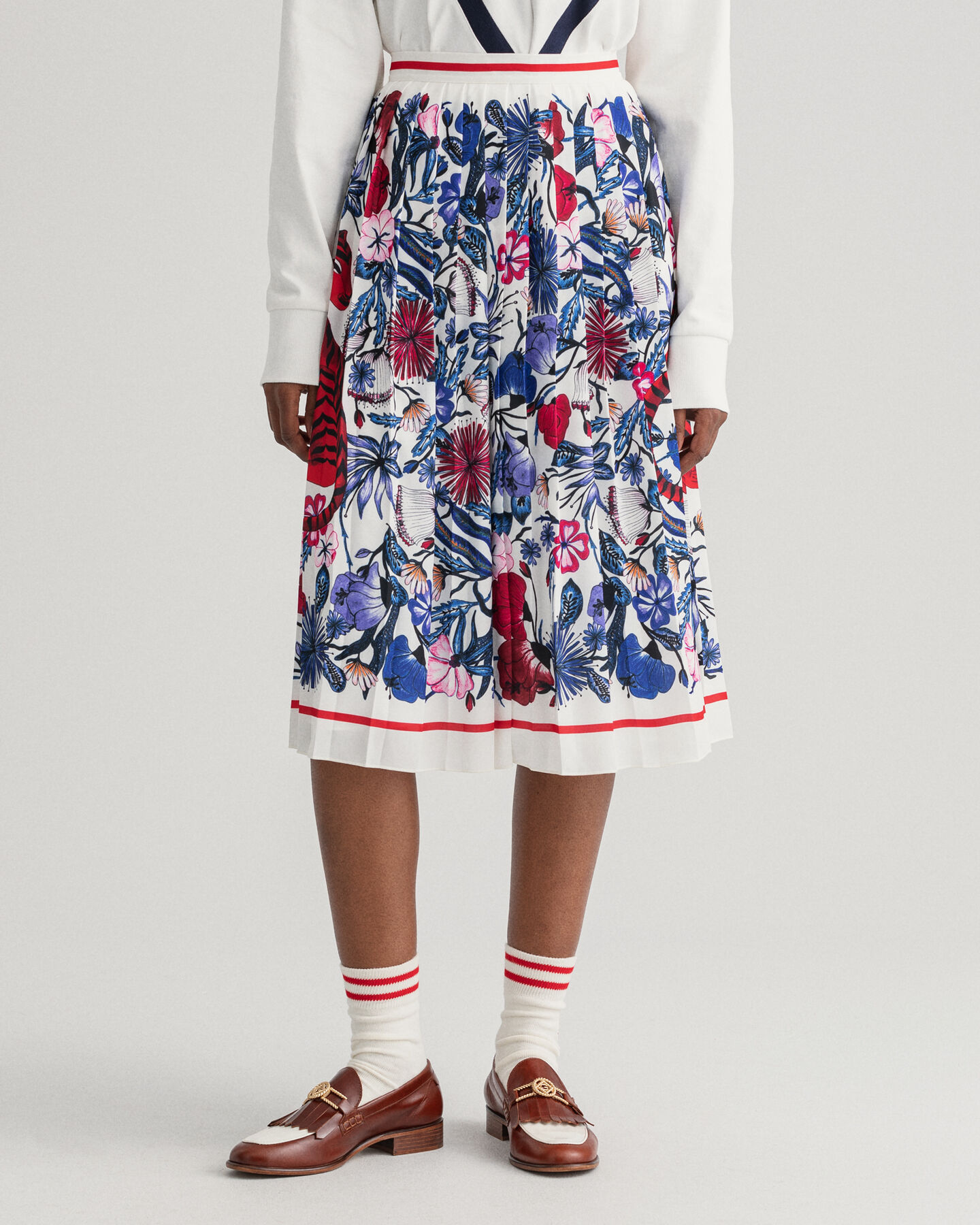 Saia com pregas Tiger Floral