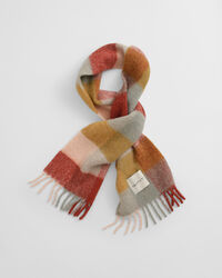 Cachecol em mistura de lã de alpaca com padrão de xadrez