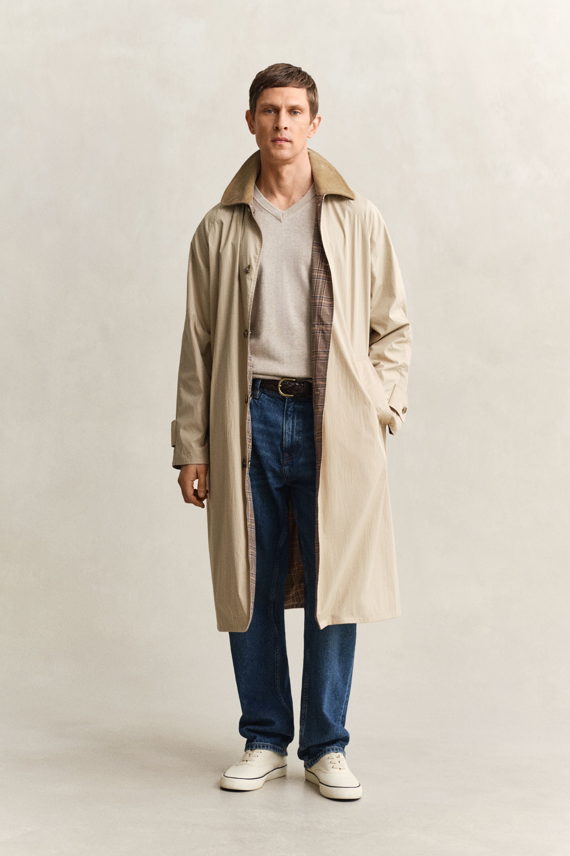 Pulover com decote em V em algodão clássico