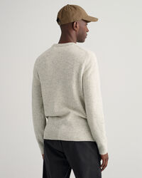 Pulover com decote redondo em malha de neps mesclada