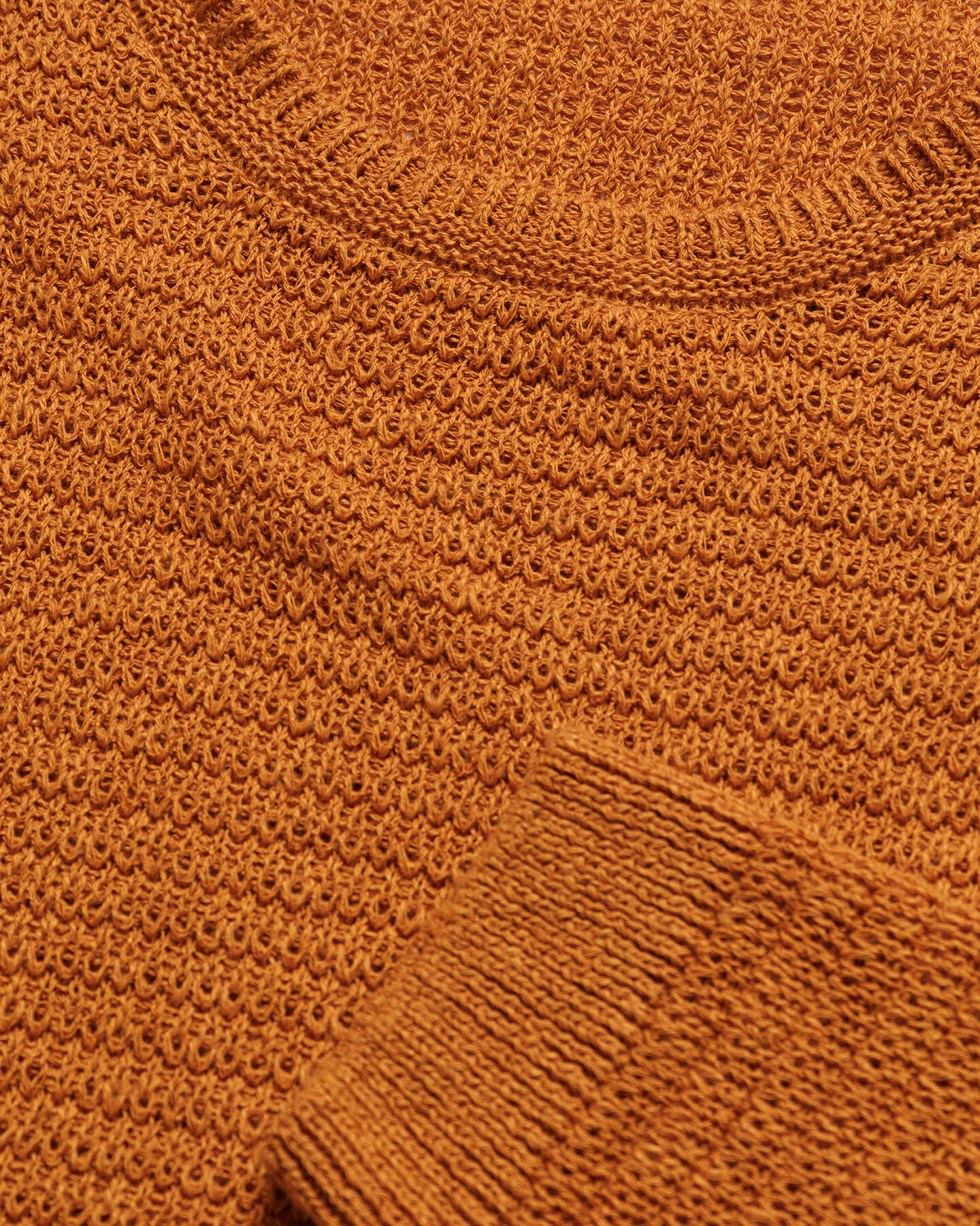 Pulover com decote redondo em linho e algod&atilde;o Textured