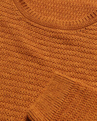 Pulover com decote redondo em linho e algod&atilde;o Textured