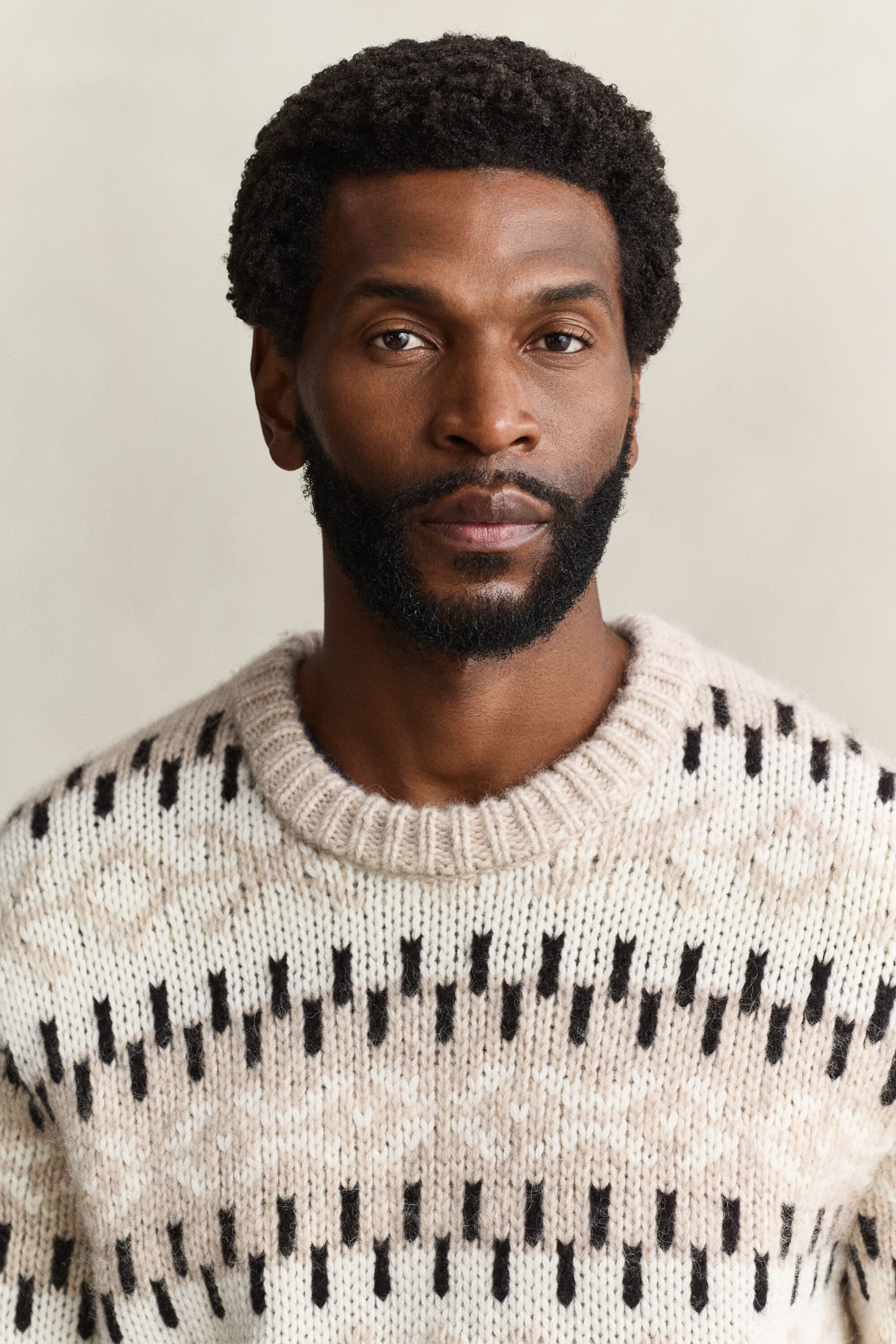 Camisola de malha Jacquard em mistura de lã de alpaca