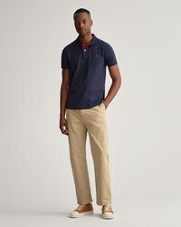 Rugger piqu&eacute; com colarinho contrastante