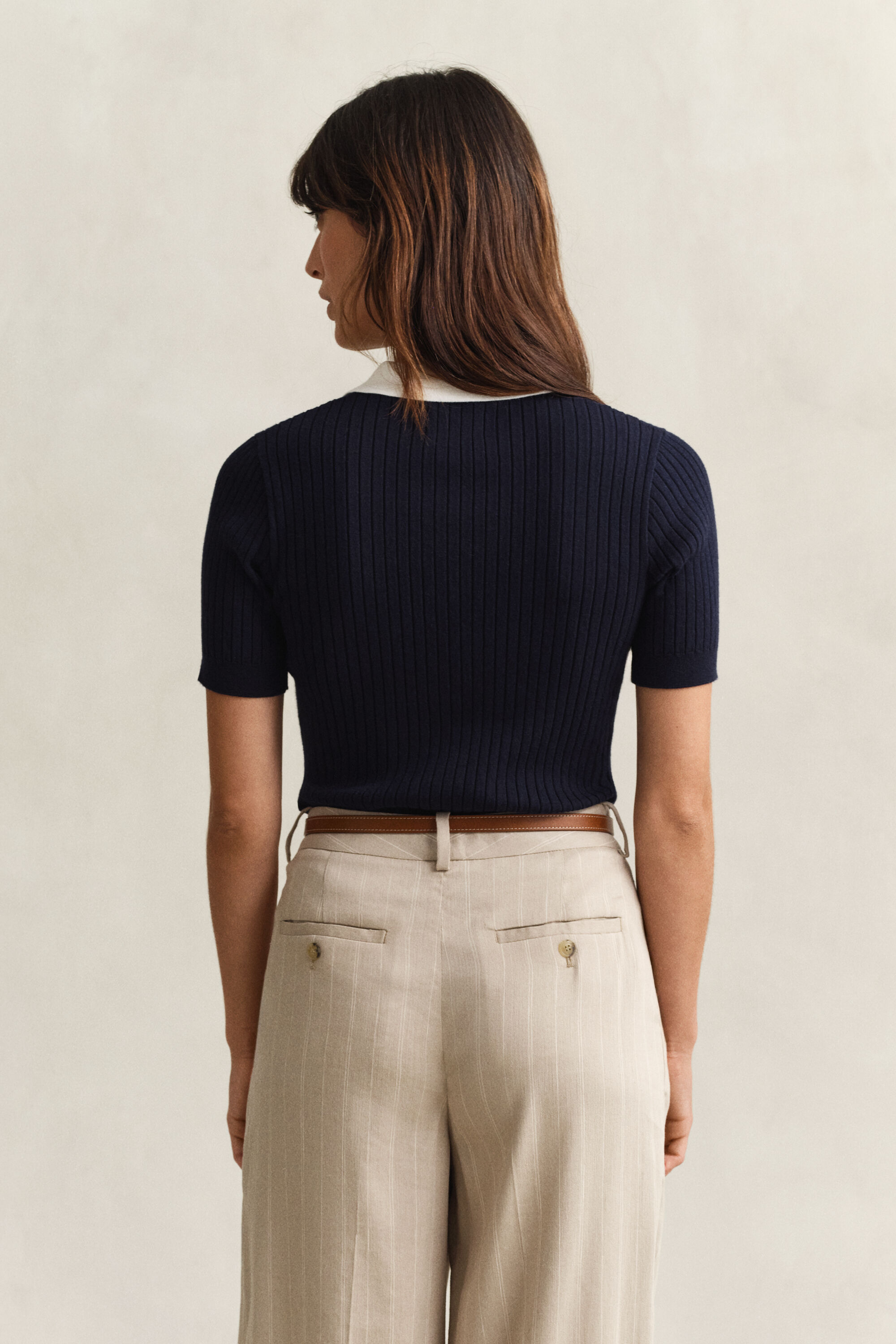 Rugger de manga curta canelado